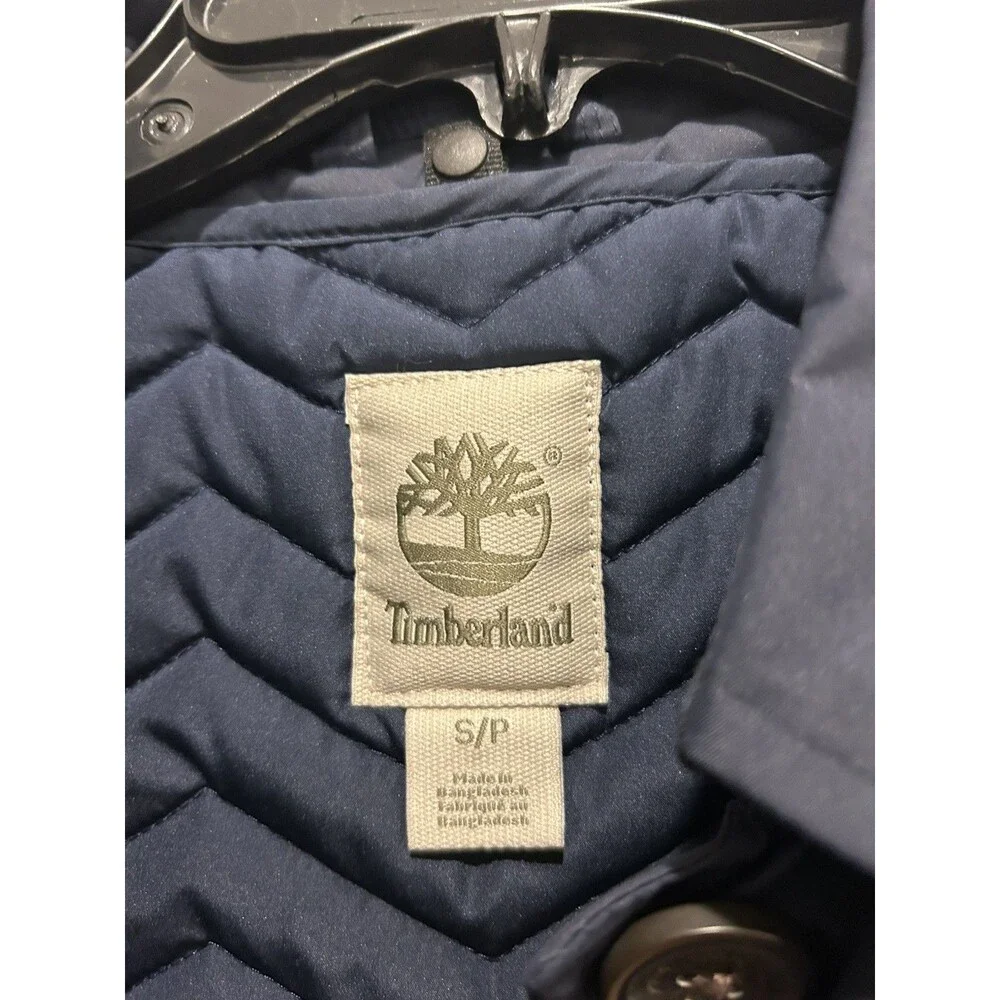 Timberland Women HyVent Waterproof 2 in 1 Trench Coat Blue Small Quilted Liner